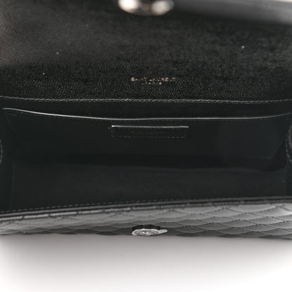 Saint Laurent Grain De Poudre Textured Mixed Matelasse Triquilt Medium Monogram Satchel Black 5 of 11