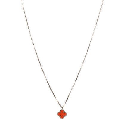 Van Cleef & Arpels 18K Rose Gold Carnelian Sweet Alhambra Pendant Necklace 1 of 9