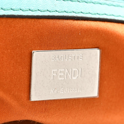 Fendi Rolling Stone Vitello Seta Bead Embroidered Re-Edition Baguette Spring Turquoise 6 of 8