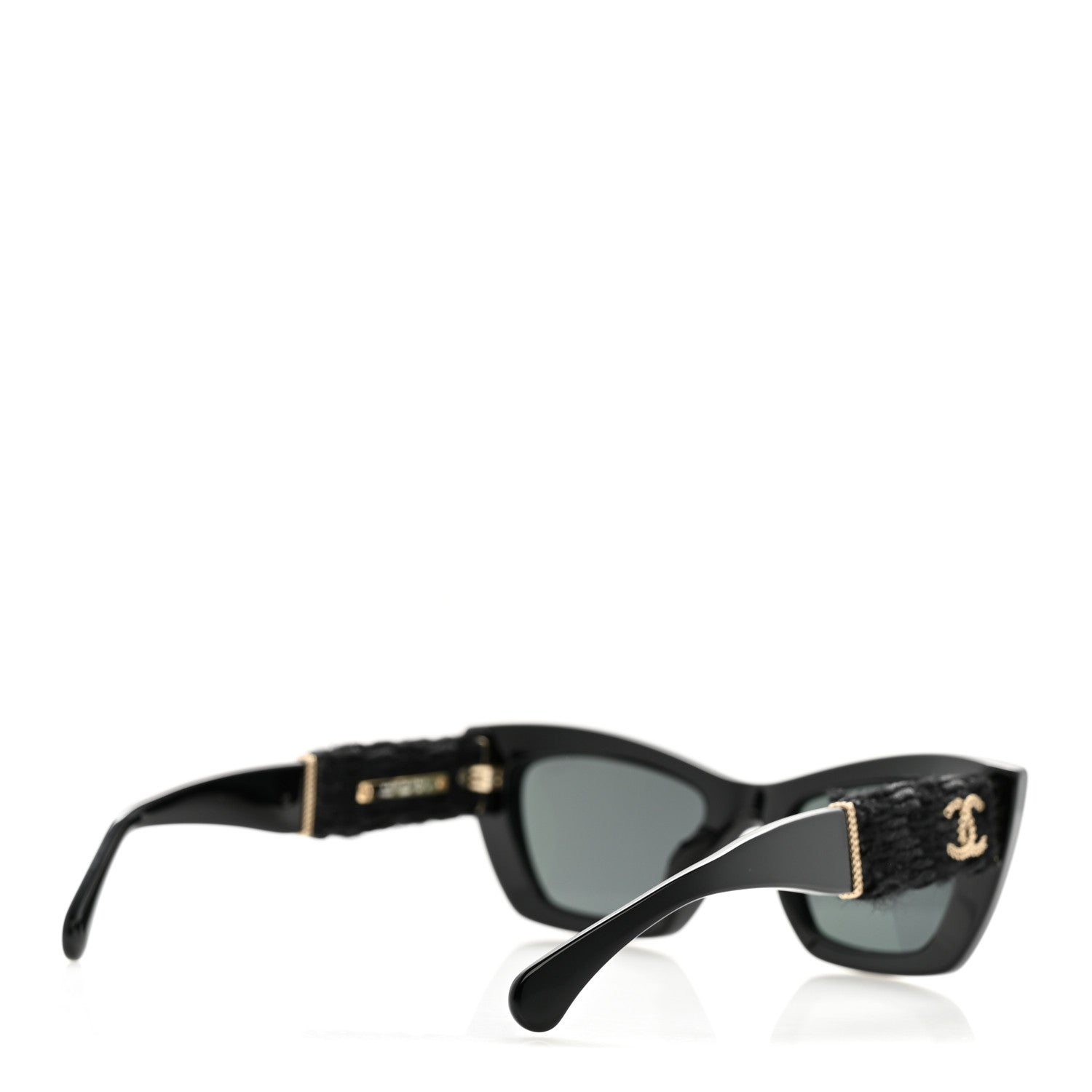 Chanel Acetate Tweed CC Cat Eye Sunglasses 71550A Black 4 of 8