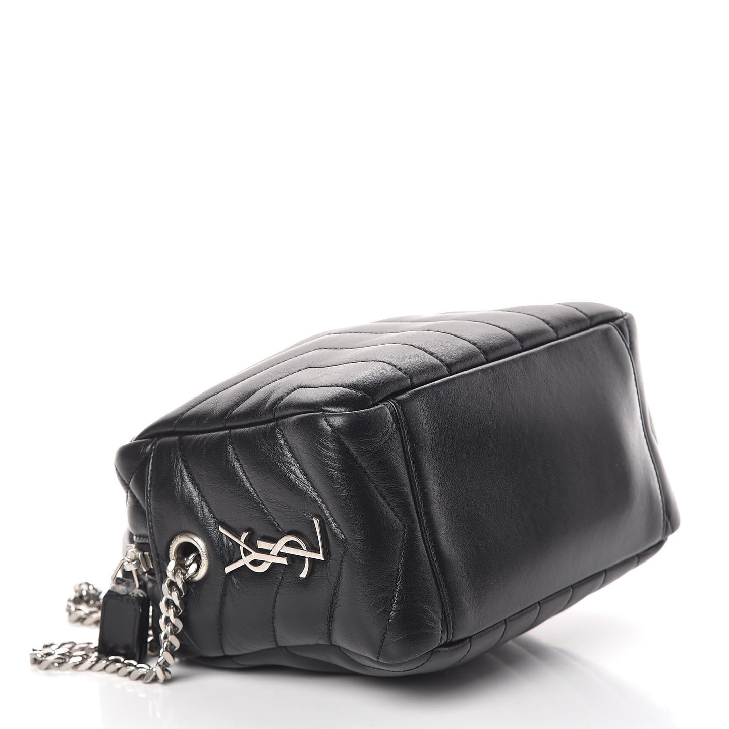 Calfskin Y Quilted Monogram Small Loulou Bowling Bag Black