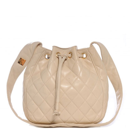 Chanel Lambskin Drawstring Shoulder Bag Beige 1 of 8