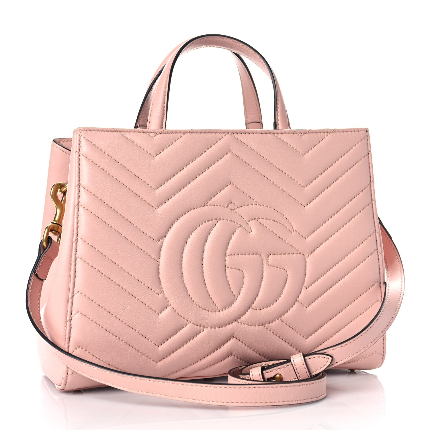 Gucci Calfskin Matelasse Small GG Marmont Tote Perfect Pink 3 of 8