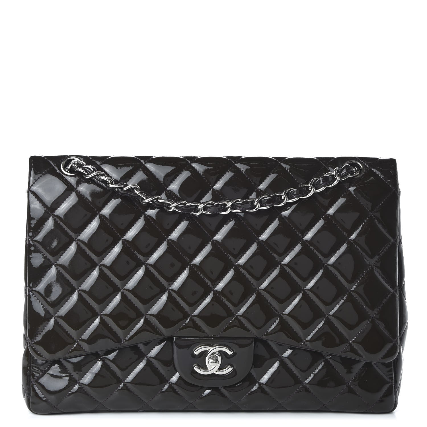 Chanel Patent Quilted Maxi Single Flap Dark Purple 1 of 11