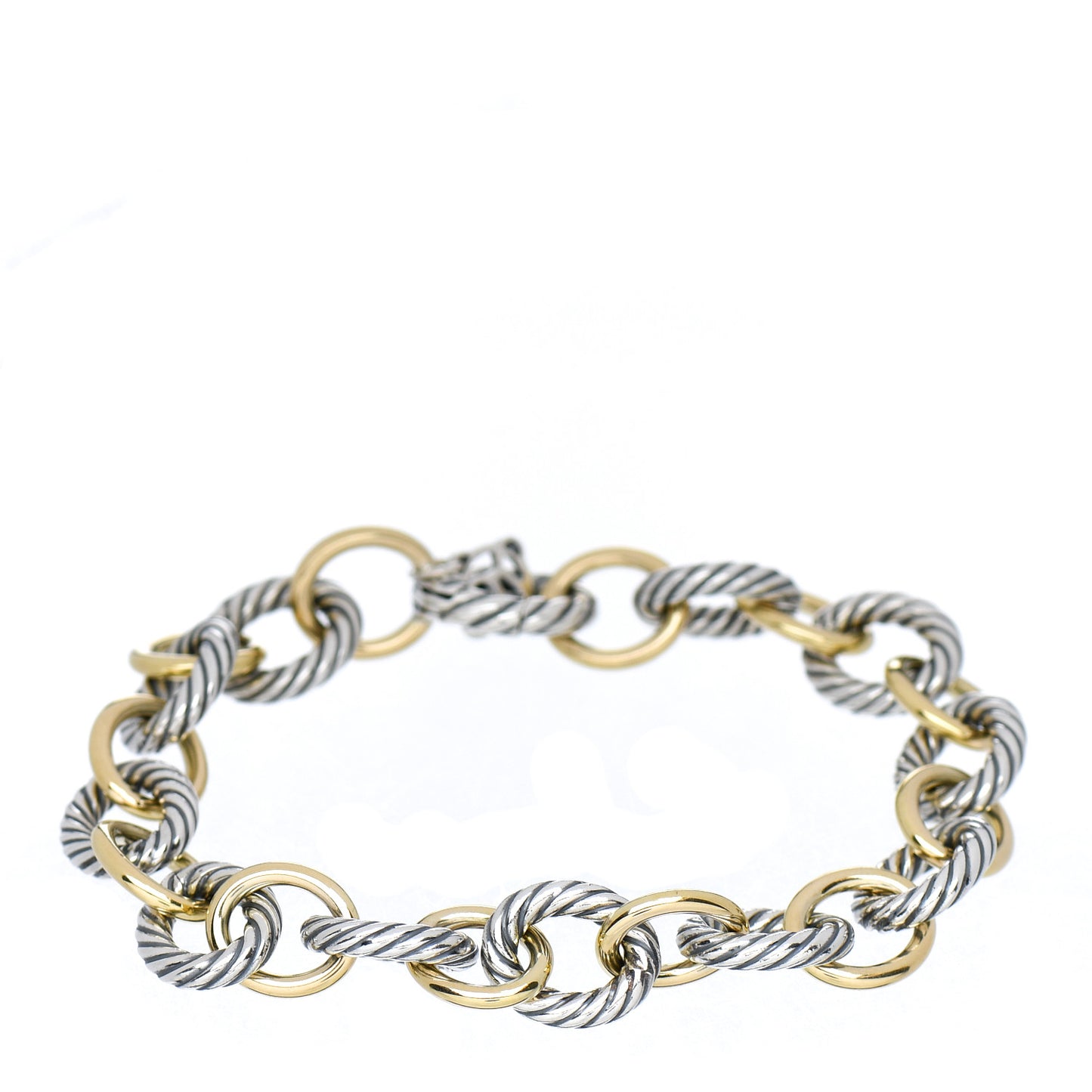 Sterling Silver 18K Yellow Gold 10mm Medium Oval Link Bracelet
