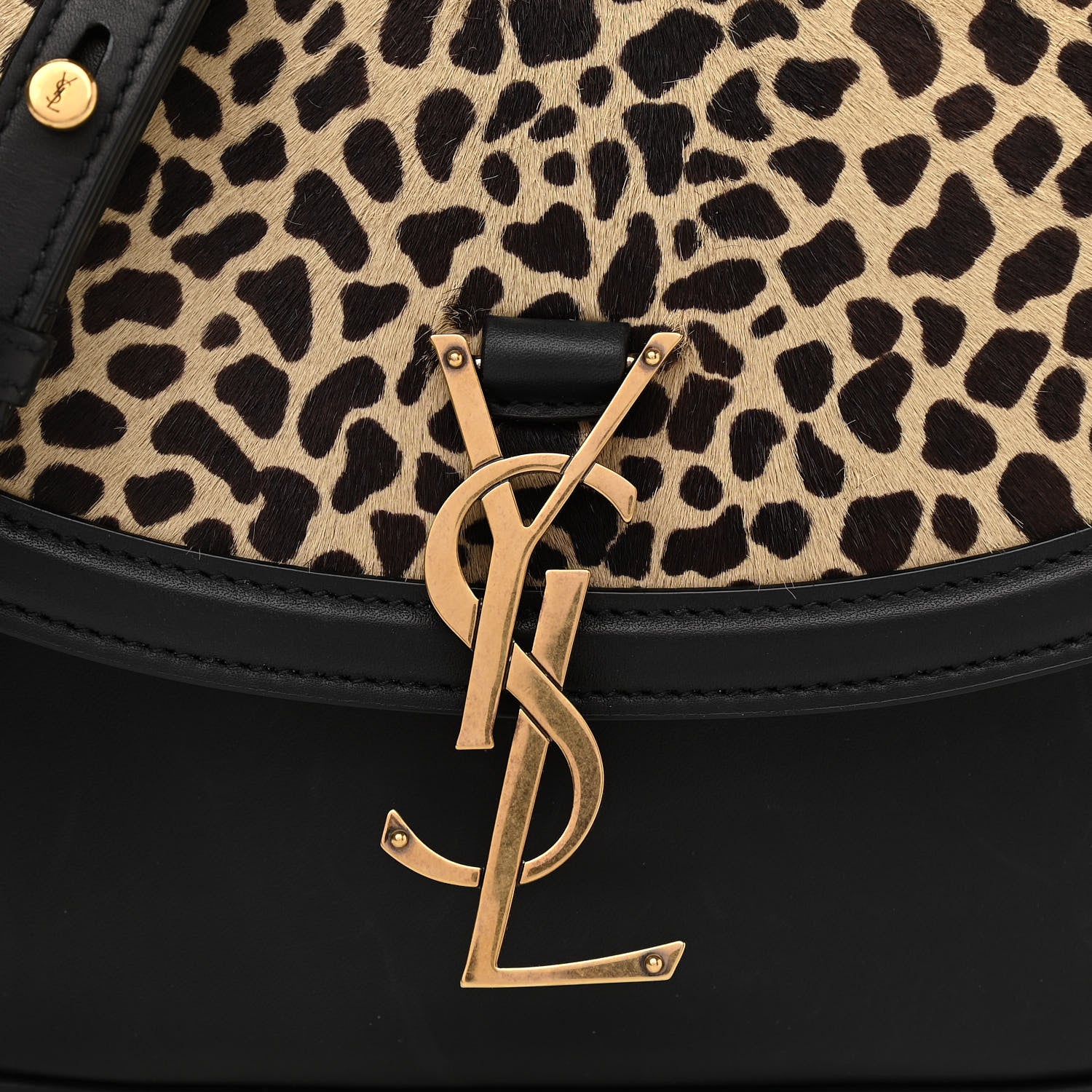 Saint Laurent Pony Hair Calfskin Leopard Print Monogram Medium Kaia Satchel Black 8 of 10
