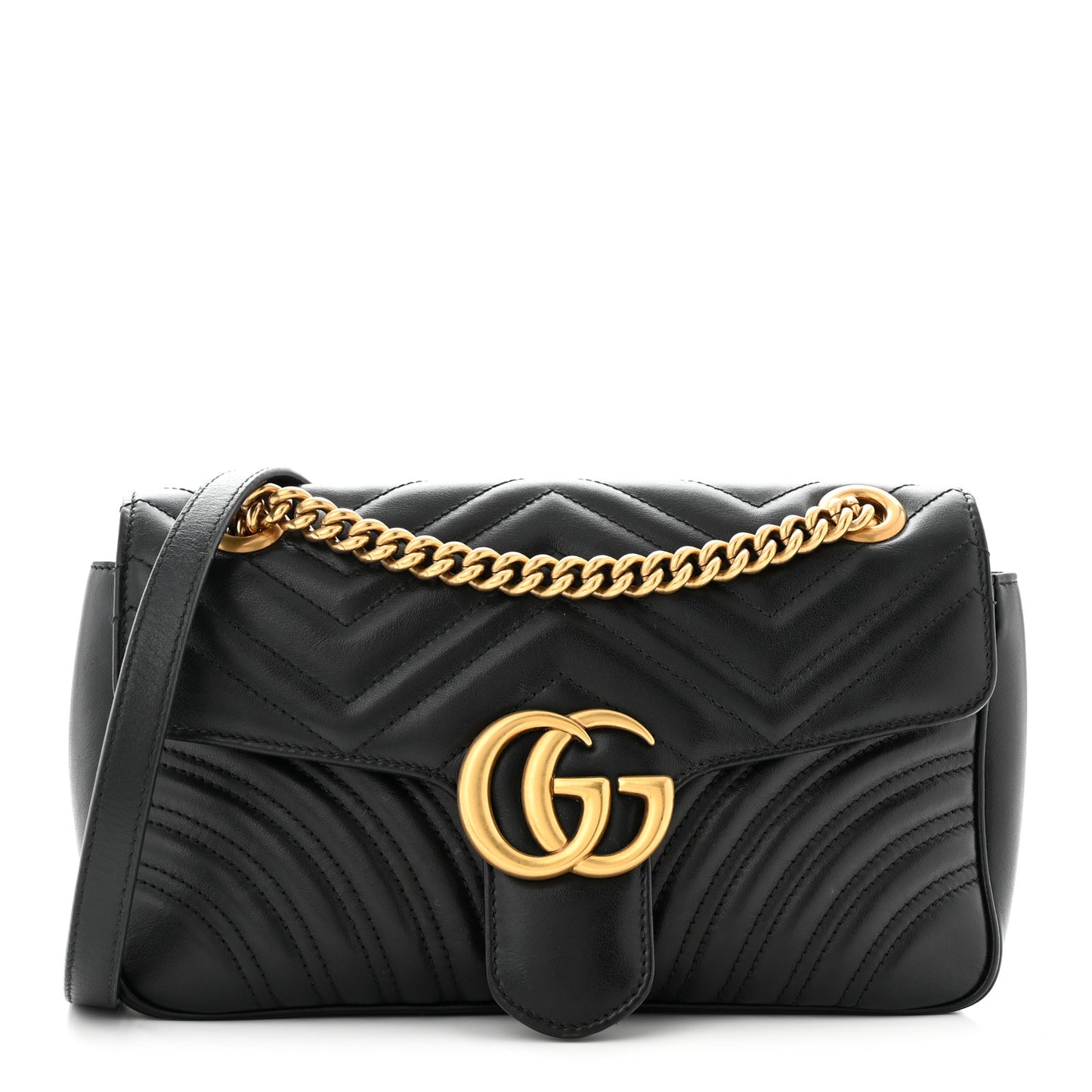 Calfskin Matelasse Small GG Marmont Shoulder Bag Black