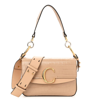 Chloe Calfskin Crocodile Embossed Small C Double Carry Nut 1 of 11