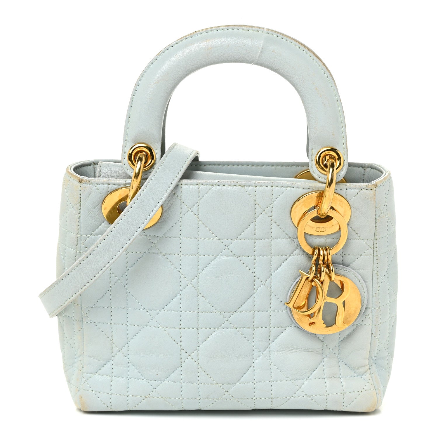 Christian Dior Lambskin Cannage Mini Lady Dior Light Blue 1 of 29