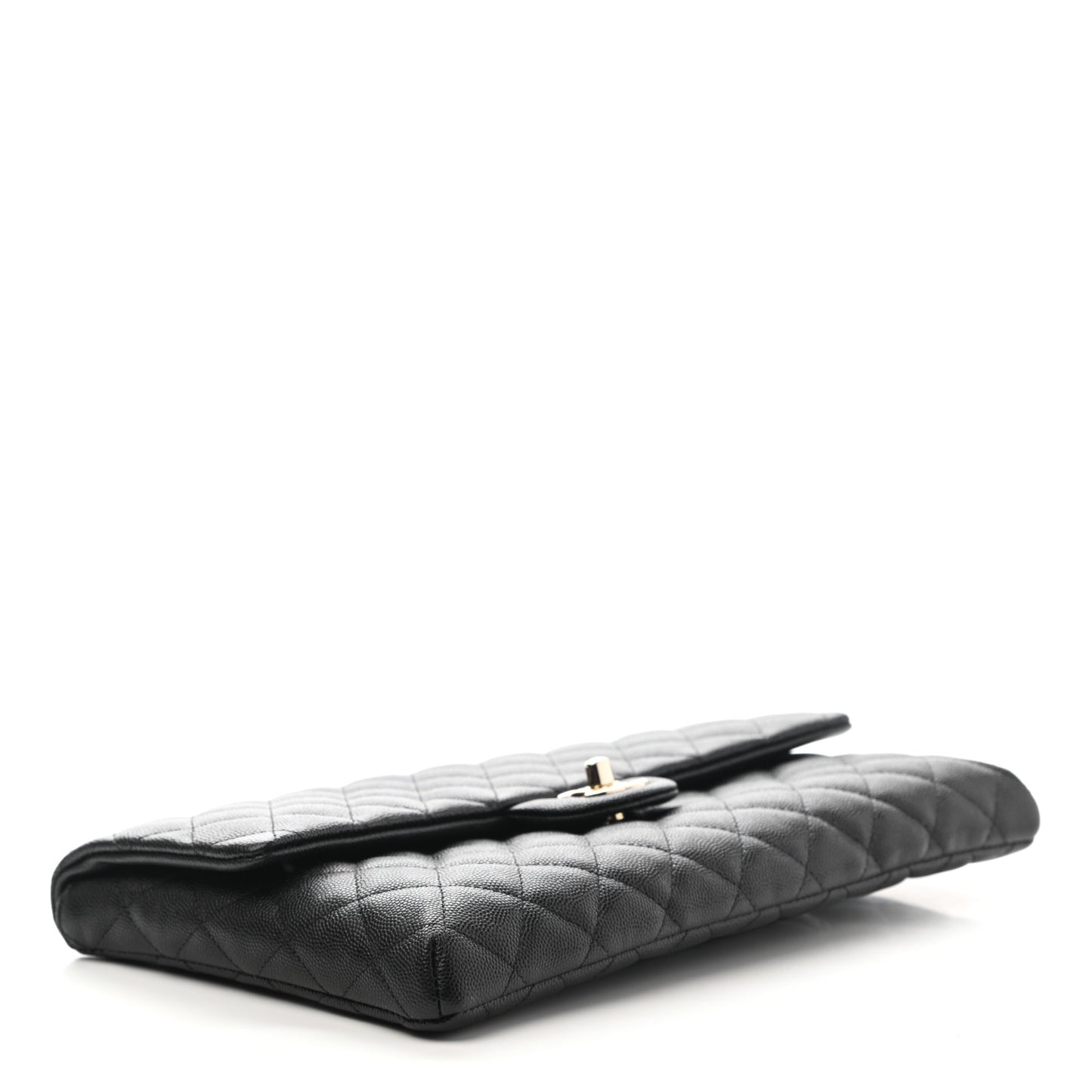 Caviar Quilted Flap Clutch Black