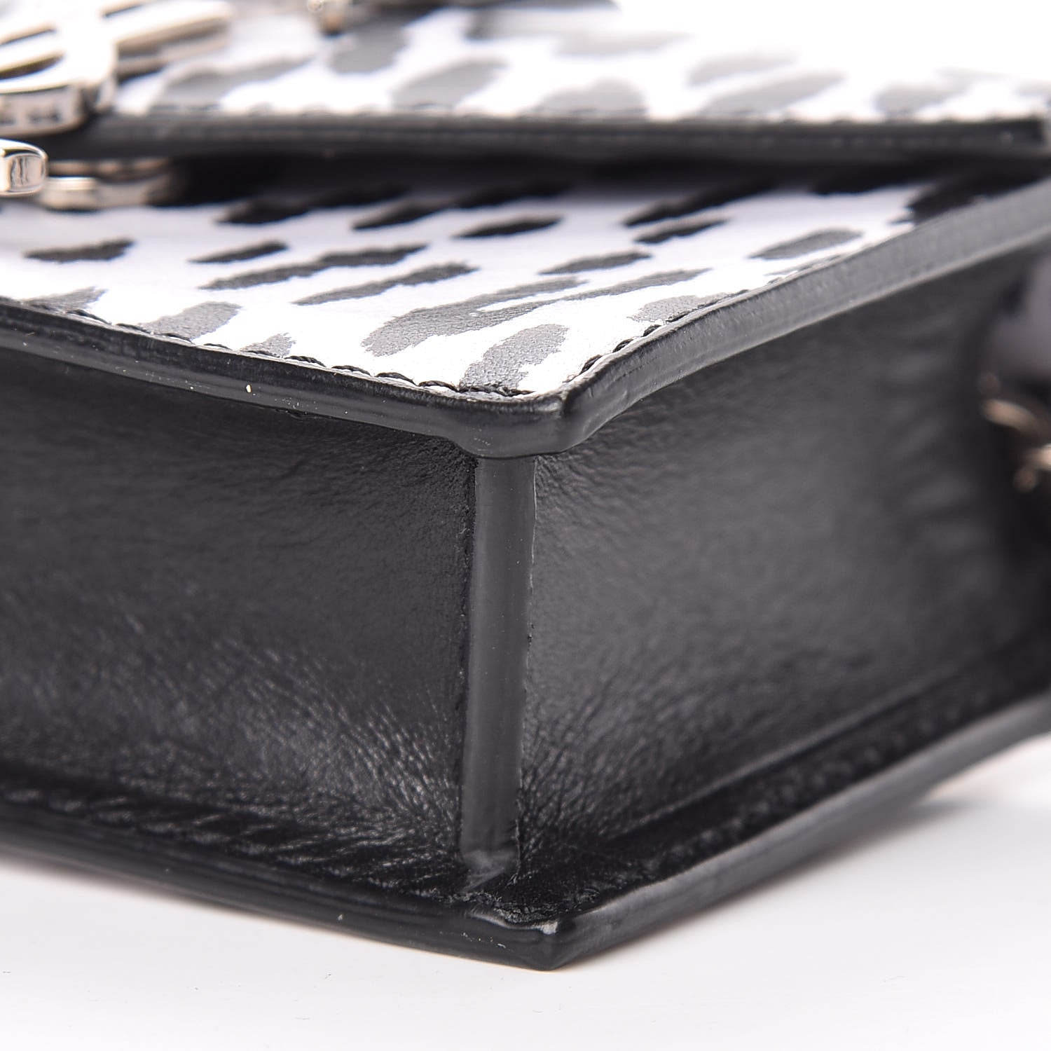 Saint Laurent Calfskin Monogram Leopard Print Mini Candy Crossbody Black White 6 of 12