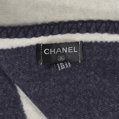 Chanel Merino Wool Cashmere CC Throw Blanket Navy White 4 of 4