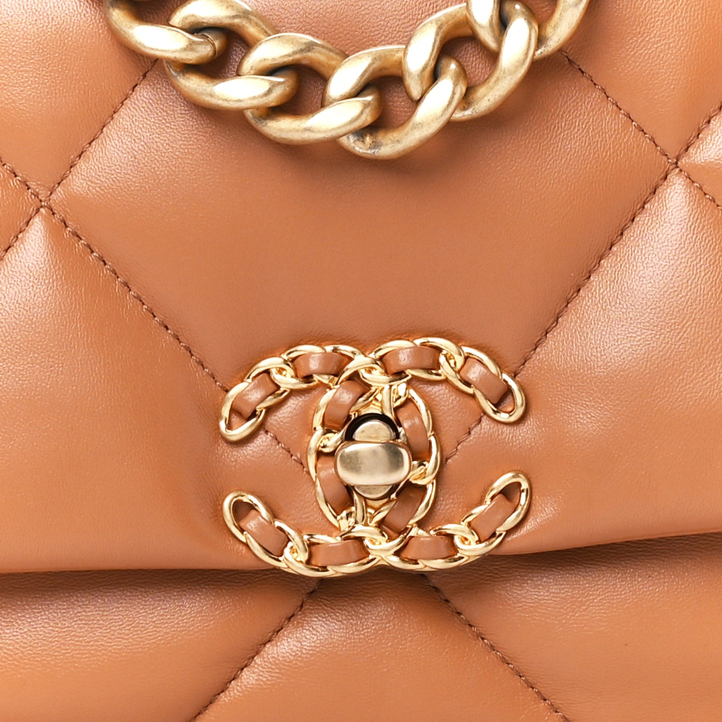 Lambskin Quilted Medium Chanel 19 Flap Brown