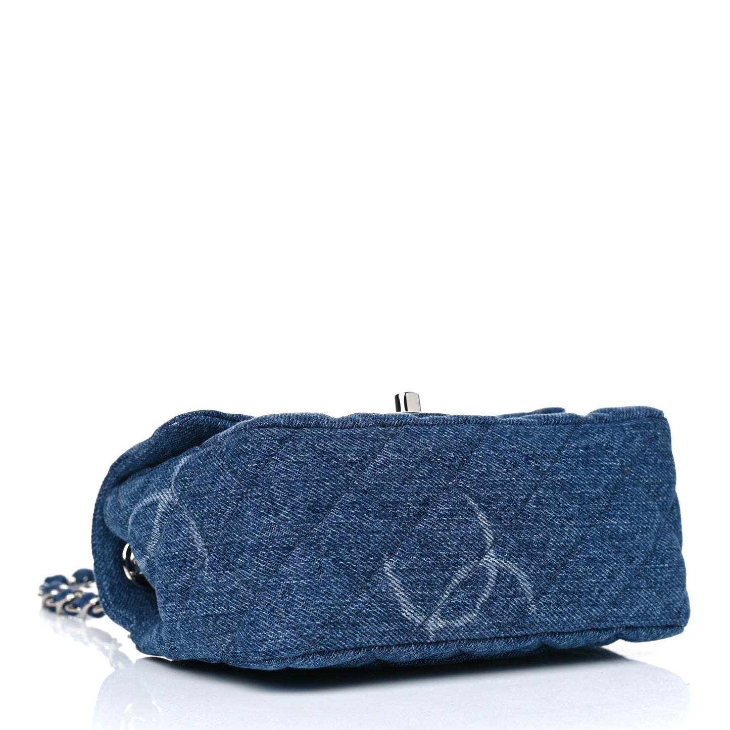 Denim CC Quilted Mini Square Flap Blue
