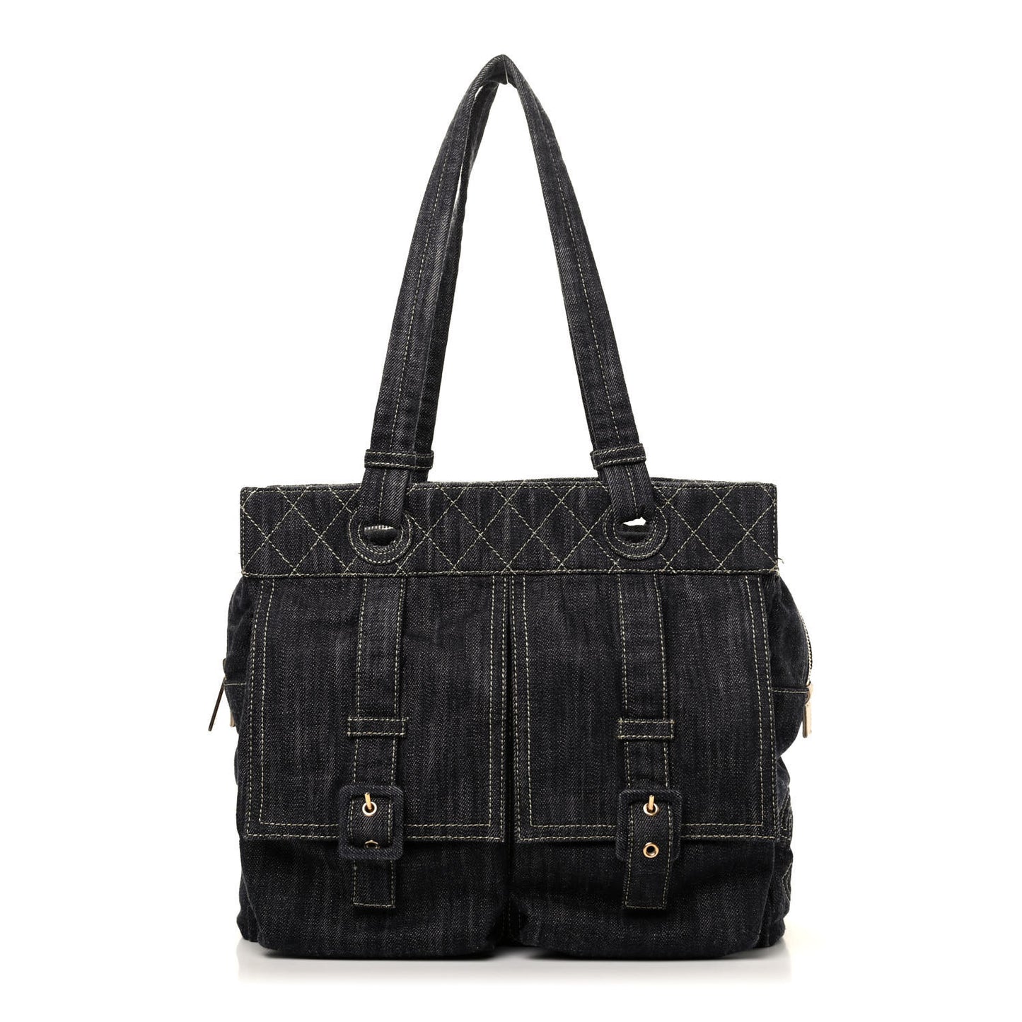 Denim CC Double Pocket Shoulder Bag