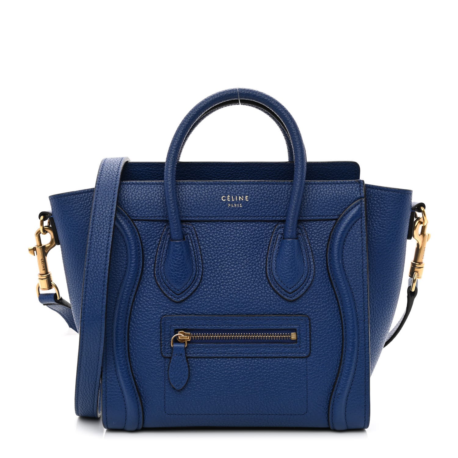 Celine Drummed Calfskin Nano Luggage Indigo 1 of 10