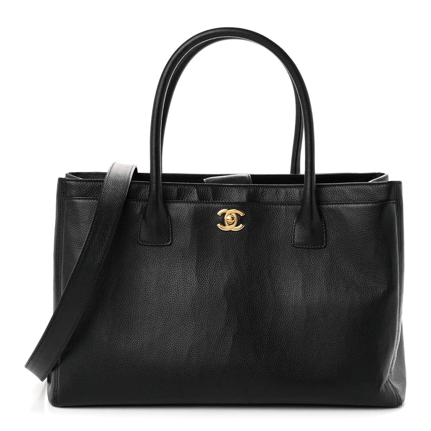 Calfskin Cerf Executive Shopper Tote Black
