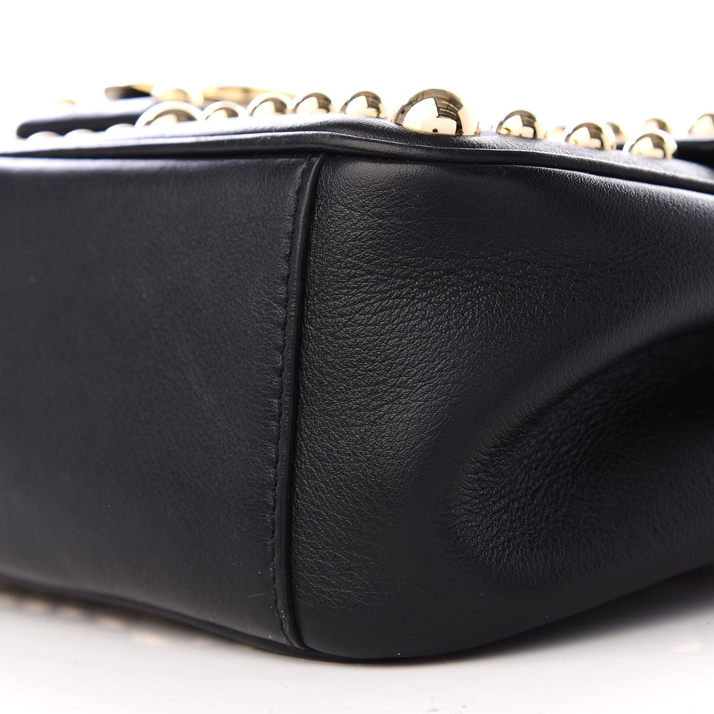 DOLCE&GABBANACalfskinLuciaStuddedChainShoulderBagBlack