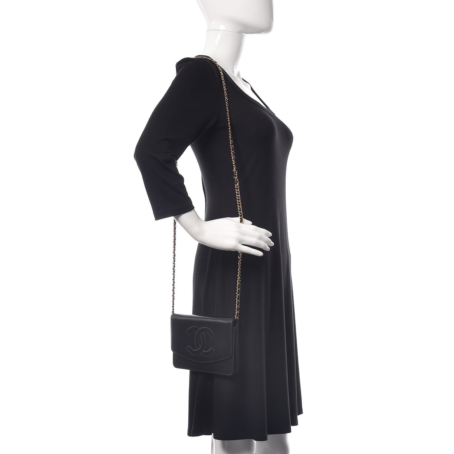 Chanel Caviar Timeless CC Wallet On Chain WOC Black 2 of 10