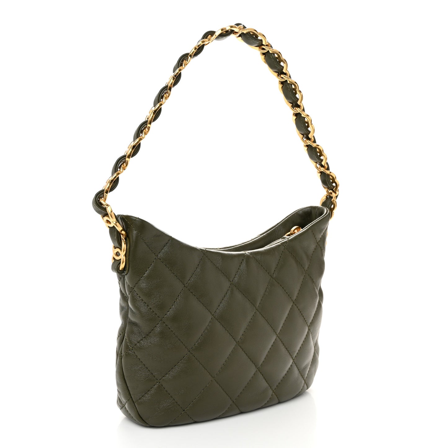 Lambskin Quilted CC Links Hobo Khaki