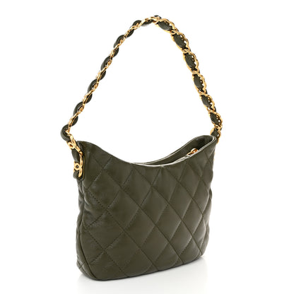 Chanel Lambskin Quilted CC Links Hobo Khaki 3 of 10