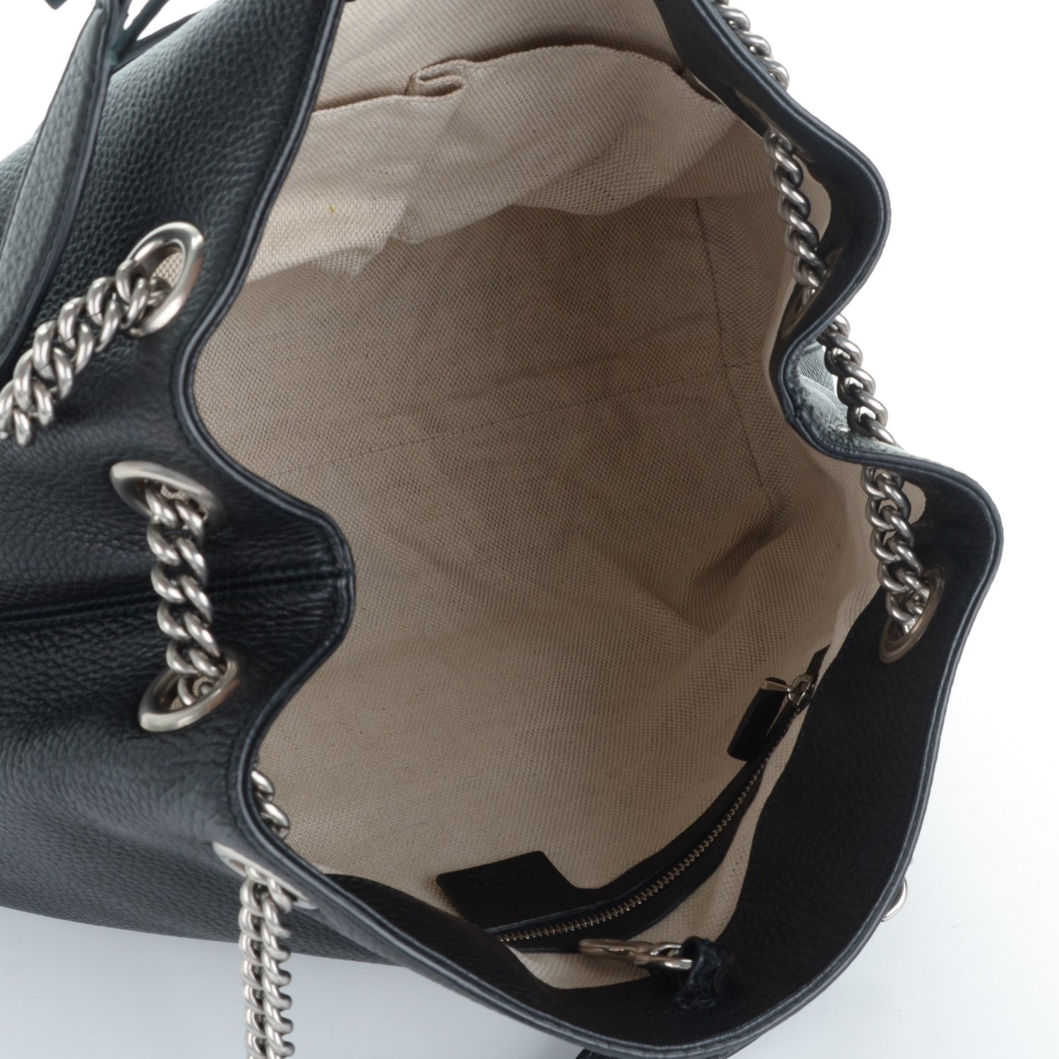 Gucci Pebbled Calfskin Studded Medium Soho Chain Shoulder Bag Black 4 of 7