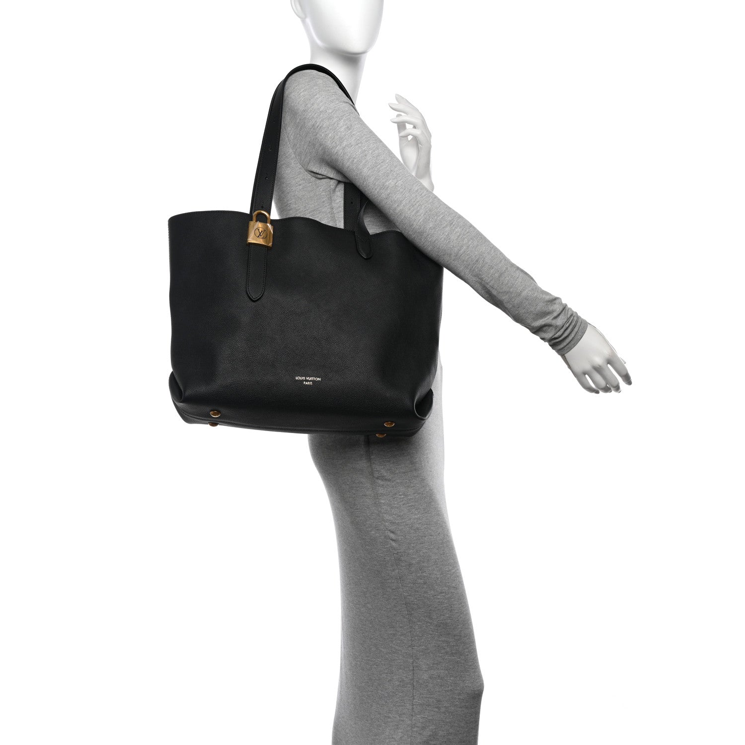 Louis Vuitton Grained Calfskin Low Key Cabas MM Black 2 of 11