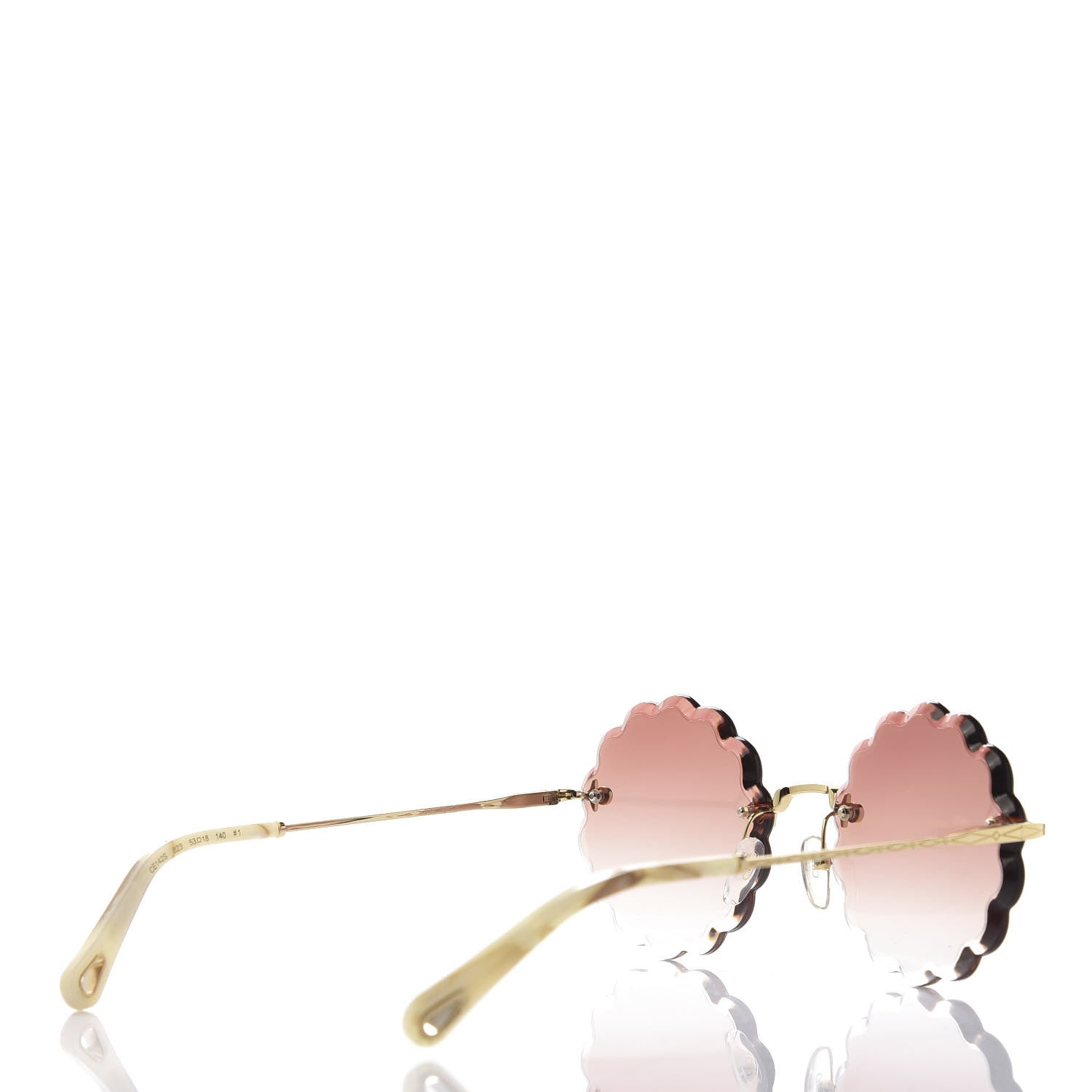 Chloe Round Scalloped Rosie Sunglasses CE143S Gold Coral 4 of 8