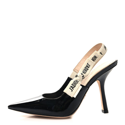Christian Dior Patent Ribbon J'Adior Slingback 100mm Pumps 39 Black 1 of 10
