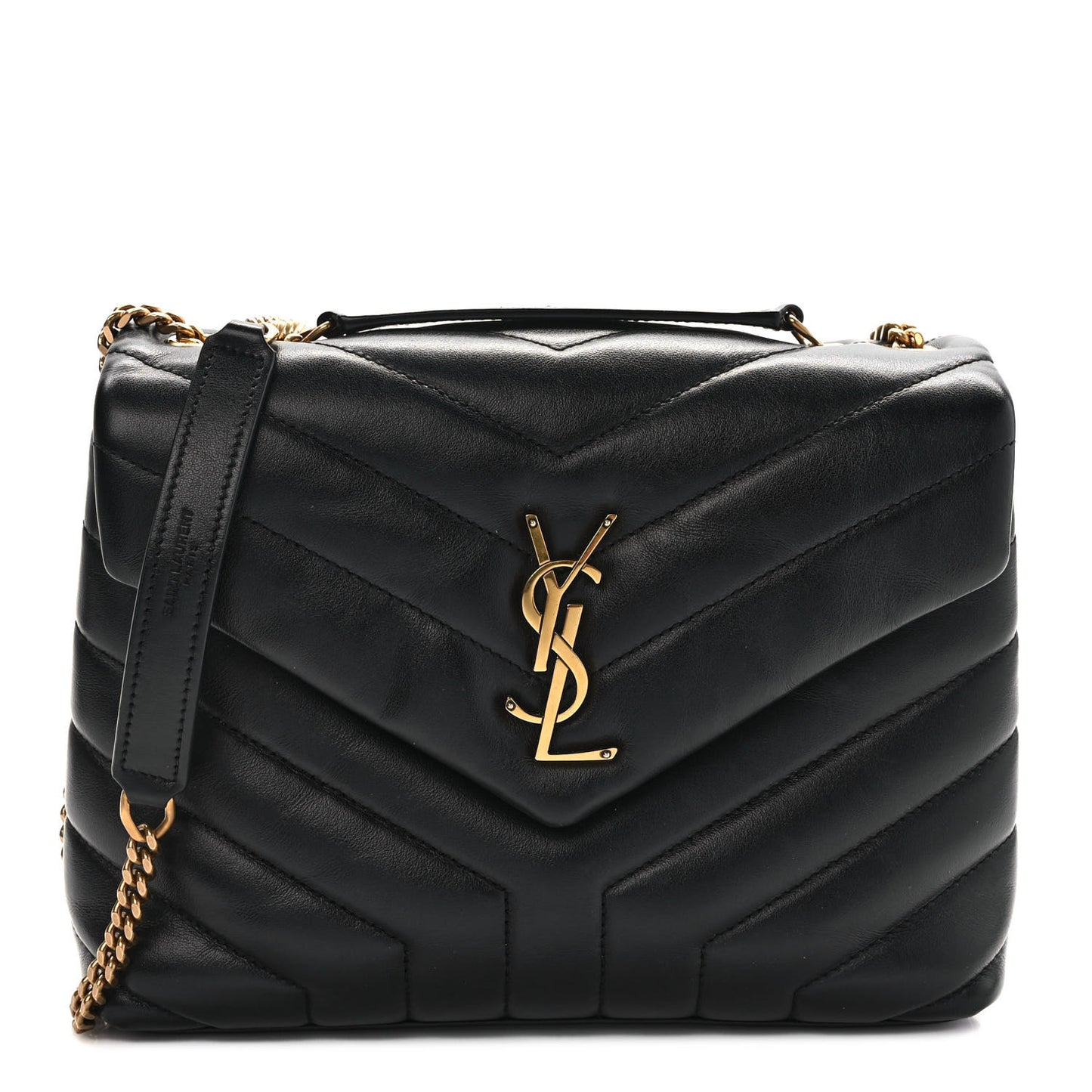 Calfskin Y Quilted Monogram Small Loulou Chain Satchel Black