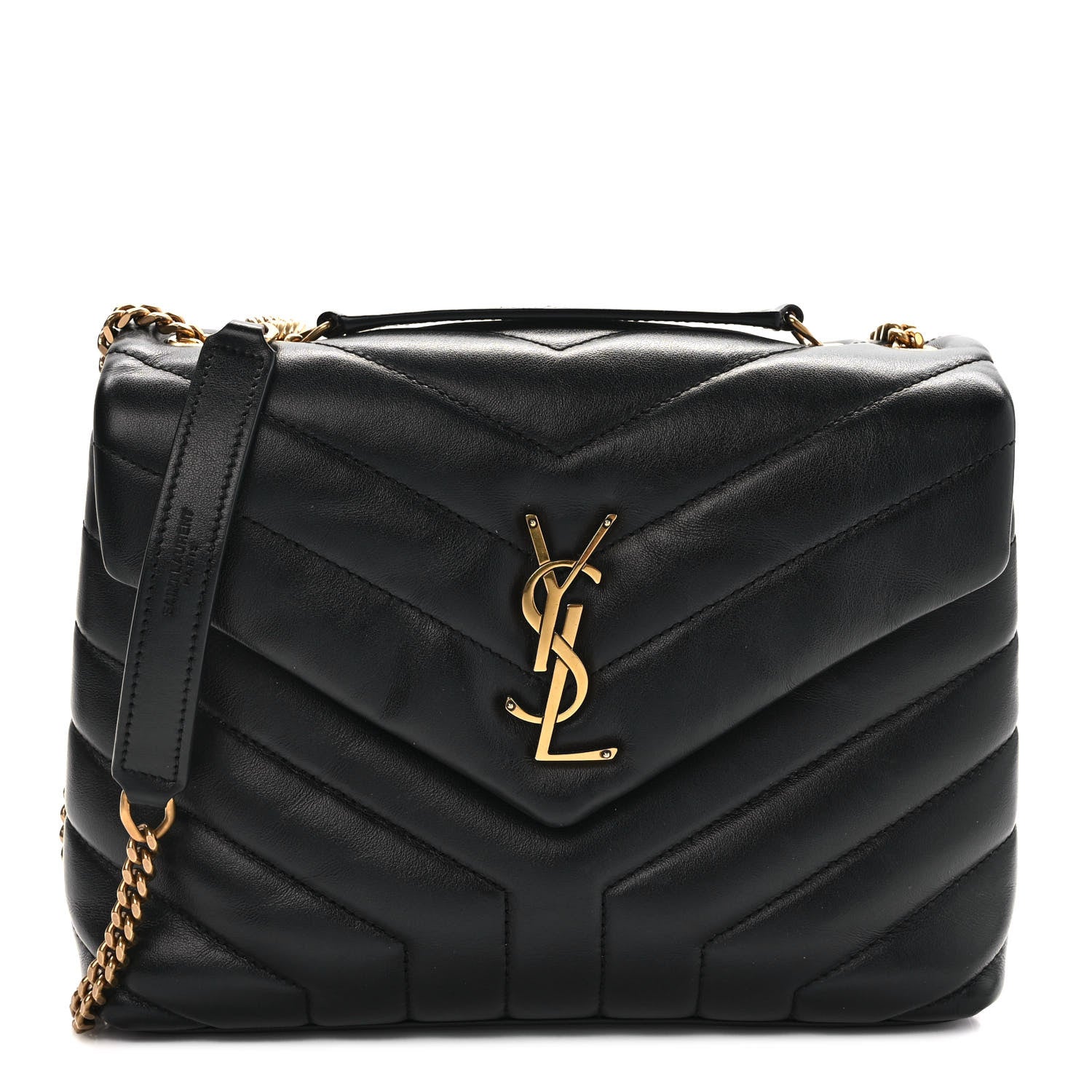 Saint Laurent Calfskin Y Quilted Monogram Small Loulou Chain Satchel Black 1 of 9