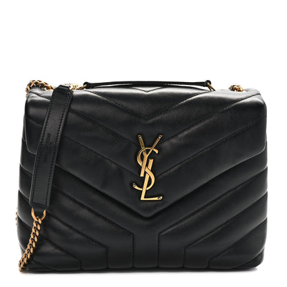 Saint Laurent Calfskin Y Quilted Monogram Small Loulou Chain Satchel Black 1 of 9