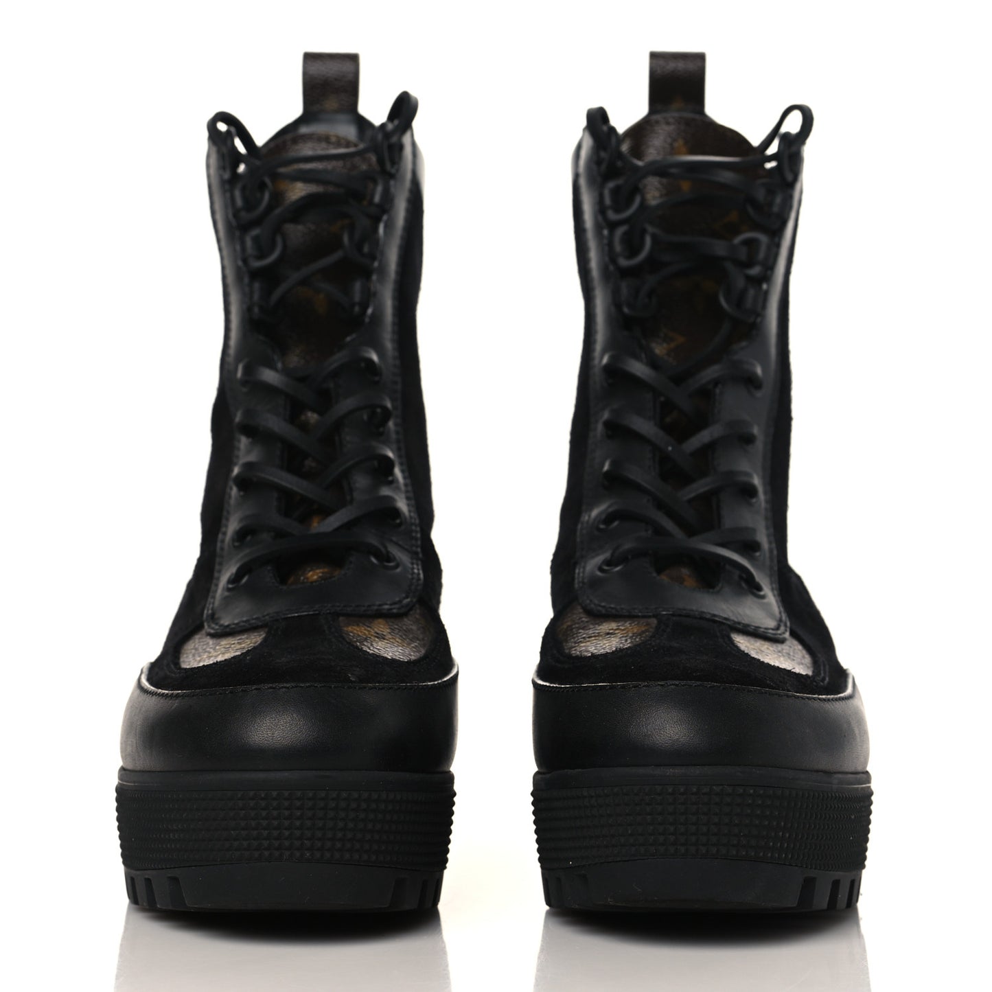 Suede Calfskin Monogram Laureate Platform Desert Boots 39 Black