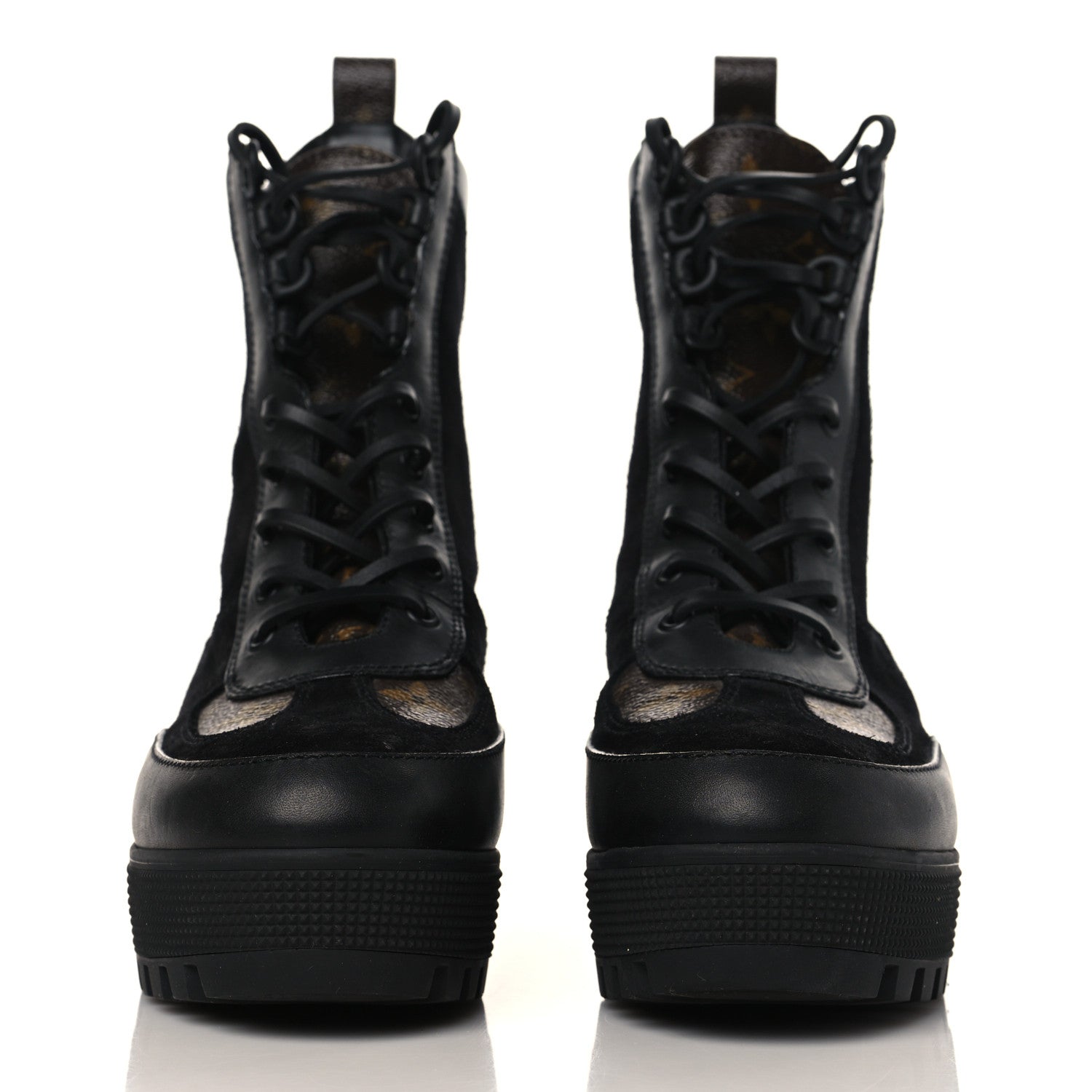Louis Vuitton Suede Calfskin Monogram Laureate Platform Desert Boots 39 Black 2 of 9