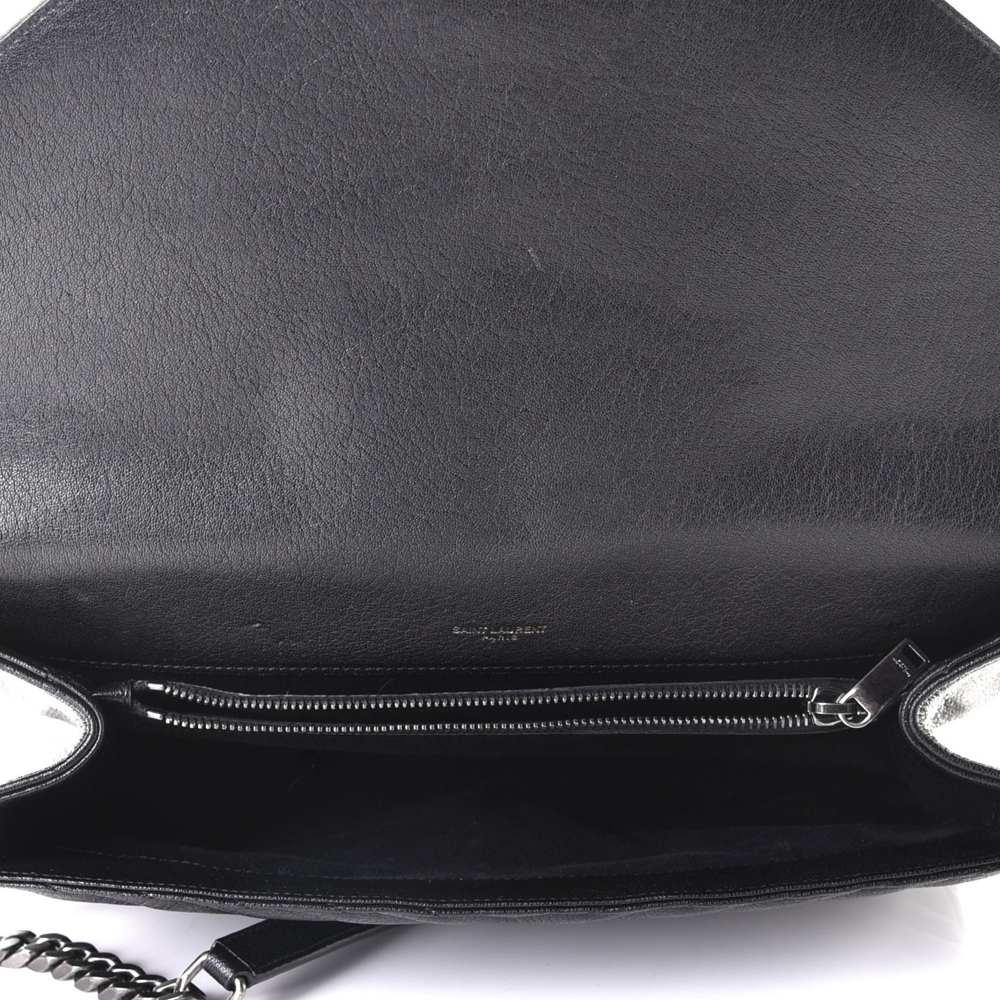 Sheepskin Matelasse Chevron Monogram Large College Satchel Black