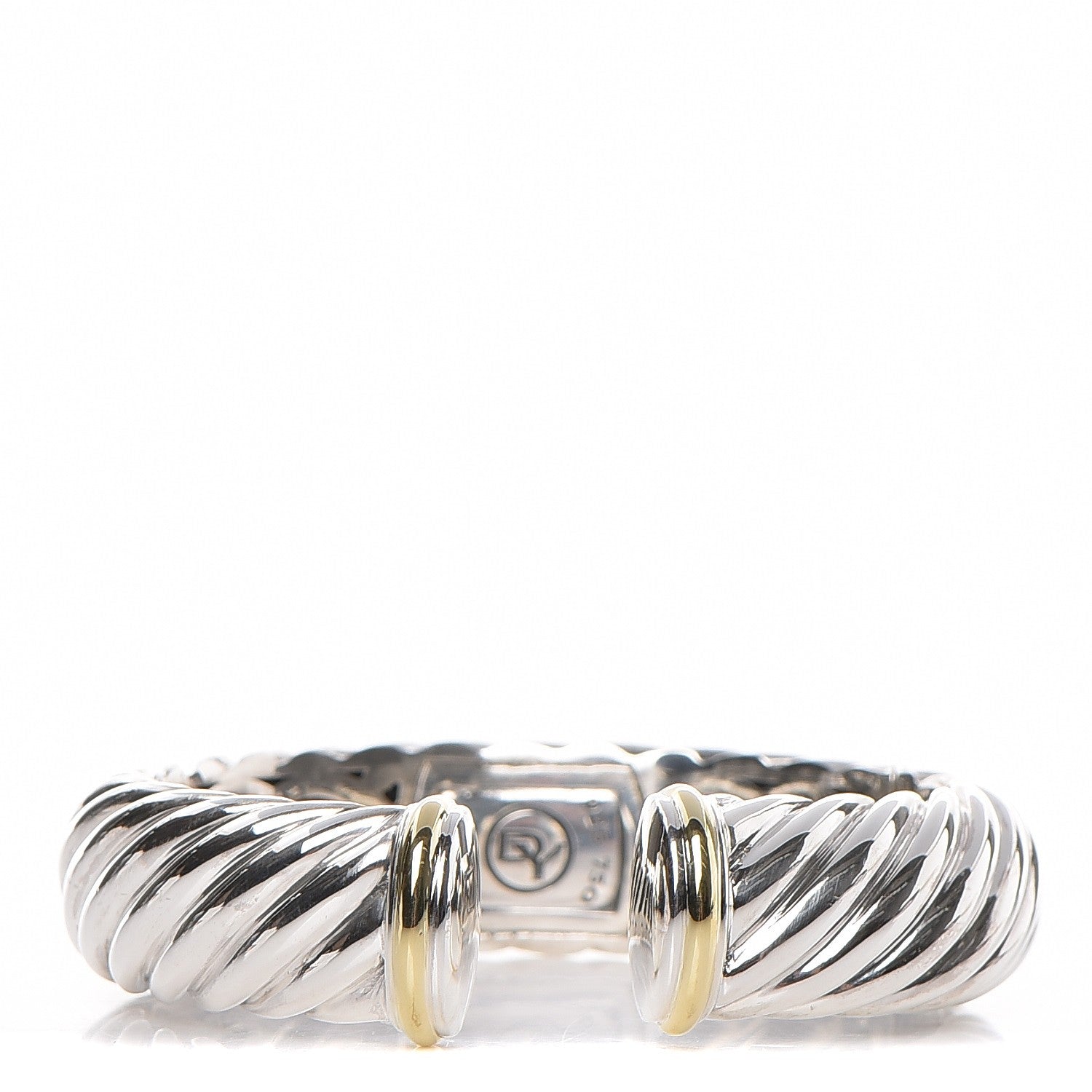 David Yurman Sterling Silver 18K Yellow Gold 15mm Sculpted Cable Cuff 1 of 4