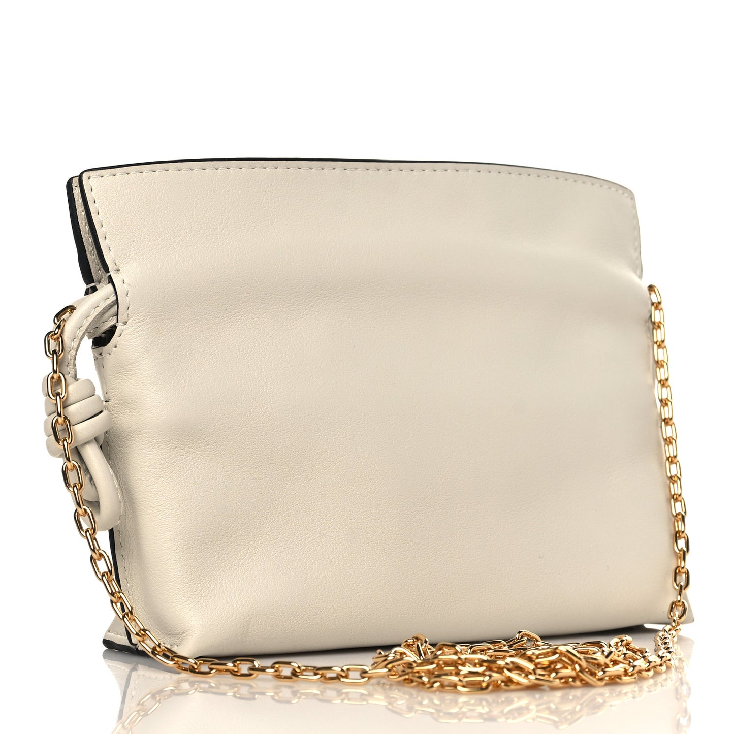 Calfskin Nano Flamenco Knot Clutch Soft White
