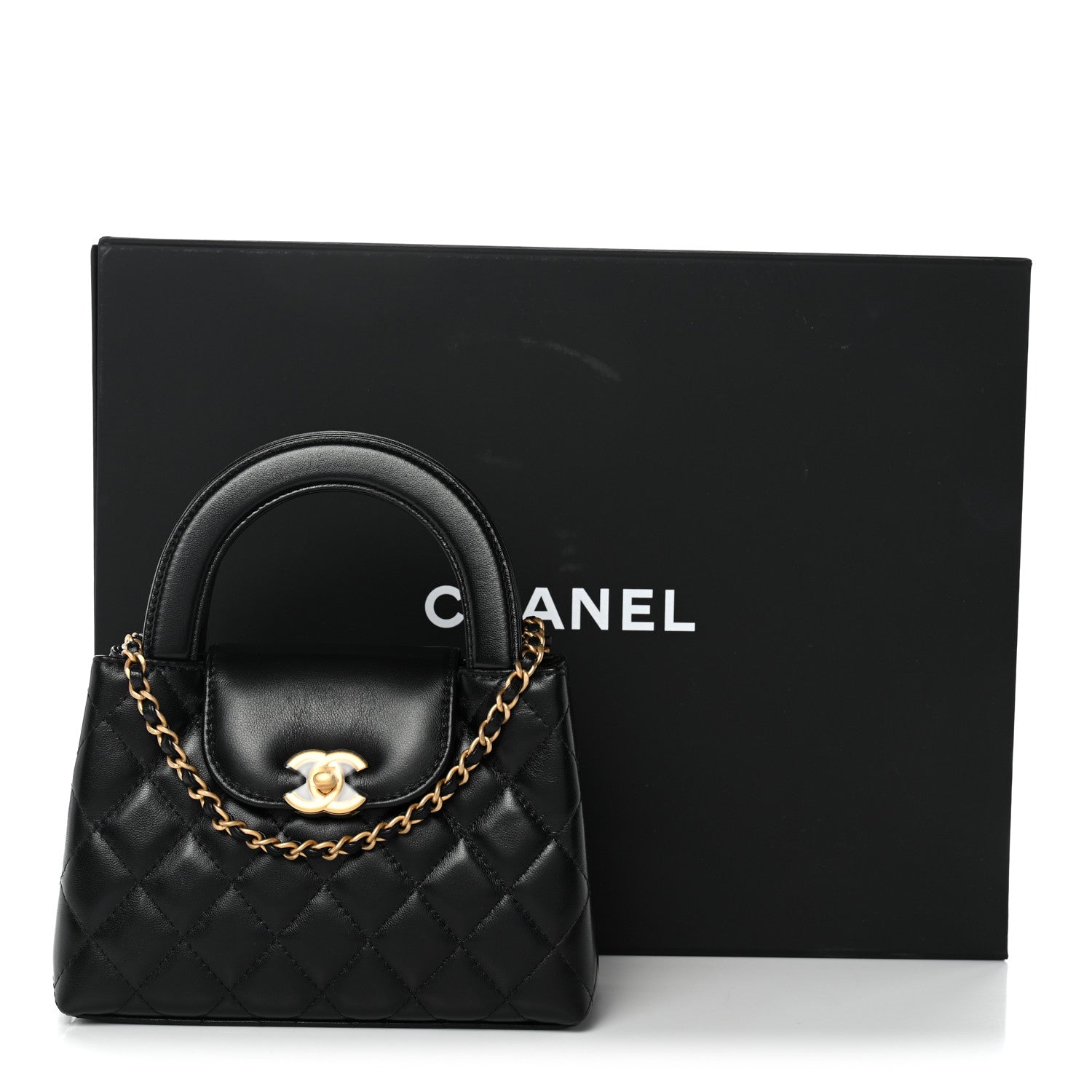 Chanel Shiny Aged Calfskin Quilted Nano Kelly Shopper Black Black 11 of 11