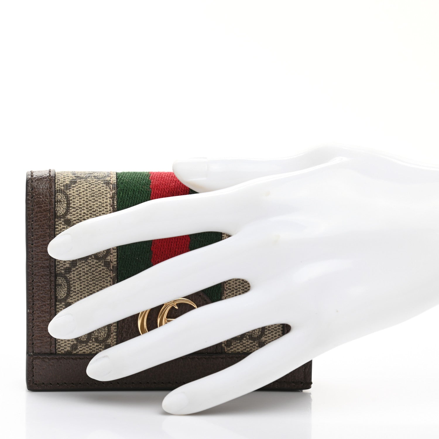 Gucci GG Supreme Monogram Web Ophidia Card Case Beige New Acero 2 of 8