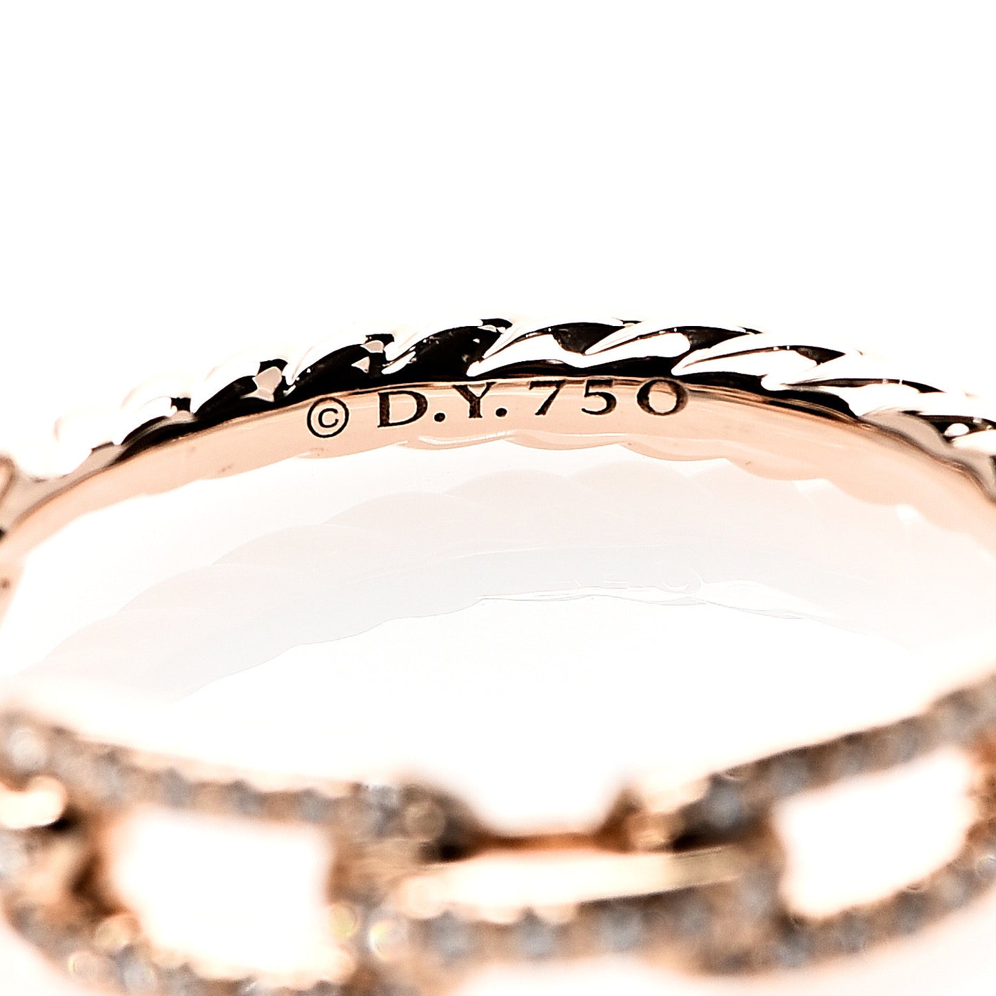 18K Rose Gold Diamond 4.5mm Stax Single Row Chain Link Ring 51 5.75
