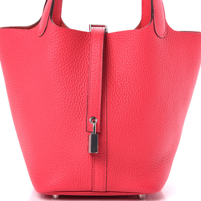 Hermes Taurillon Clemence Picotin Lock 18 PM Rose Extreme 9 of 10