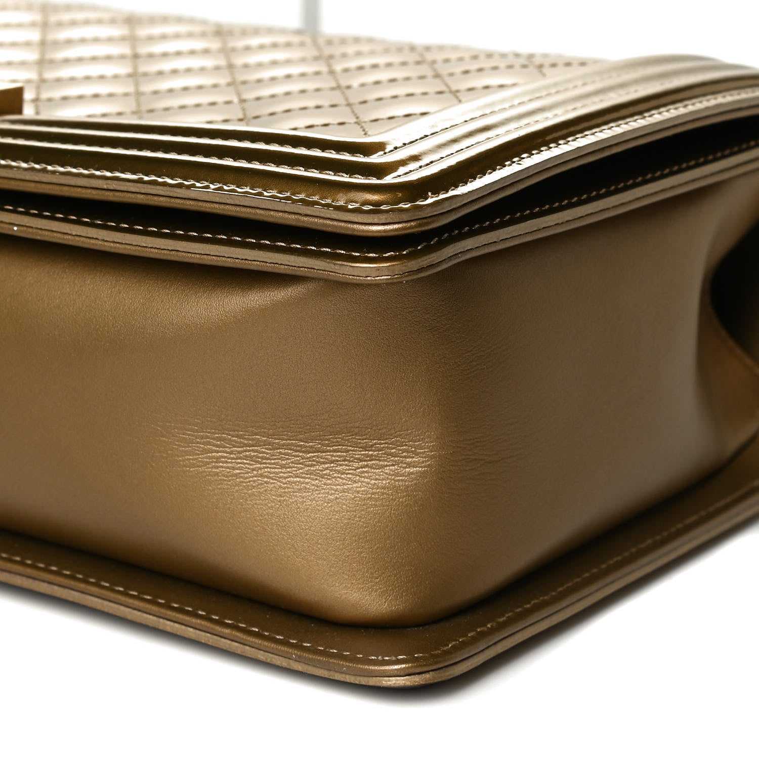 Chanel Metallic Patent Calfskin Quilted New Medium Boy Flap Gold 11 of 15