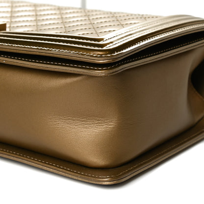 Chanel Metallic Patent Calfskin Quilted New Medium Boy Flap Gold 11 of 15