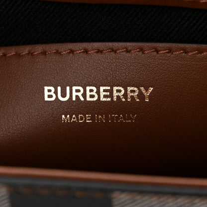 Burberry Calfskin Giant Check E-Canvas Note Crossbody Bag Dark Birch Brown 6 of 10
