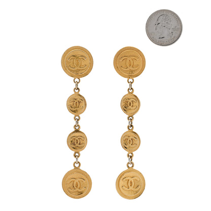 Chanel Metal CC Medallion Clip On Earrings Gold 2 of 4