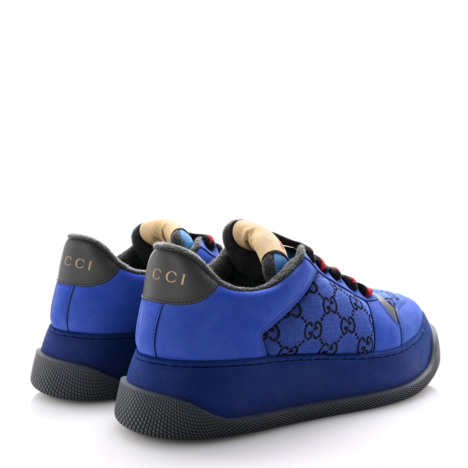 Gucci Monogram Nubuck Miro Soft Calfskin Mens Screener 50mm Sneakers 9.5 Imperial Blue Graphite Grey 5 of 10