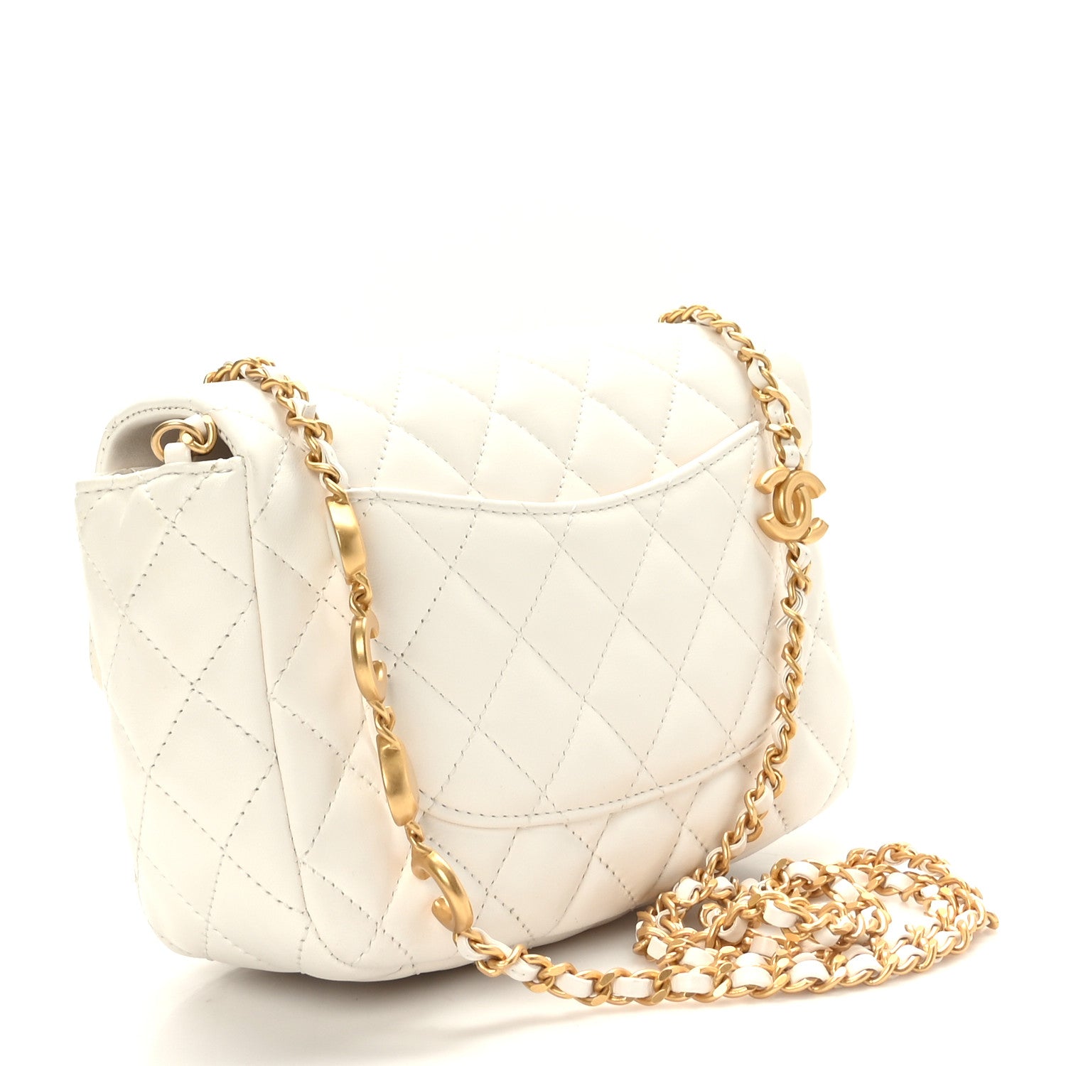 Chanel Lambskin Enamel Quilted Small Coco Hearts Square Flap White 3 of 10