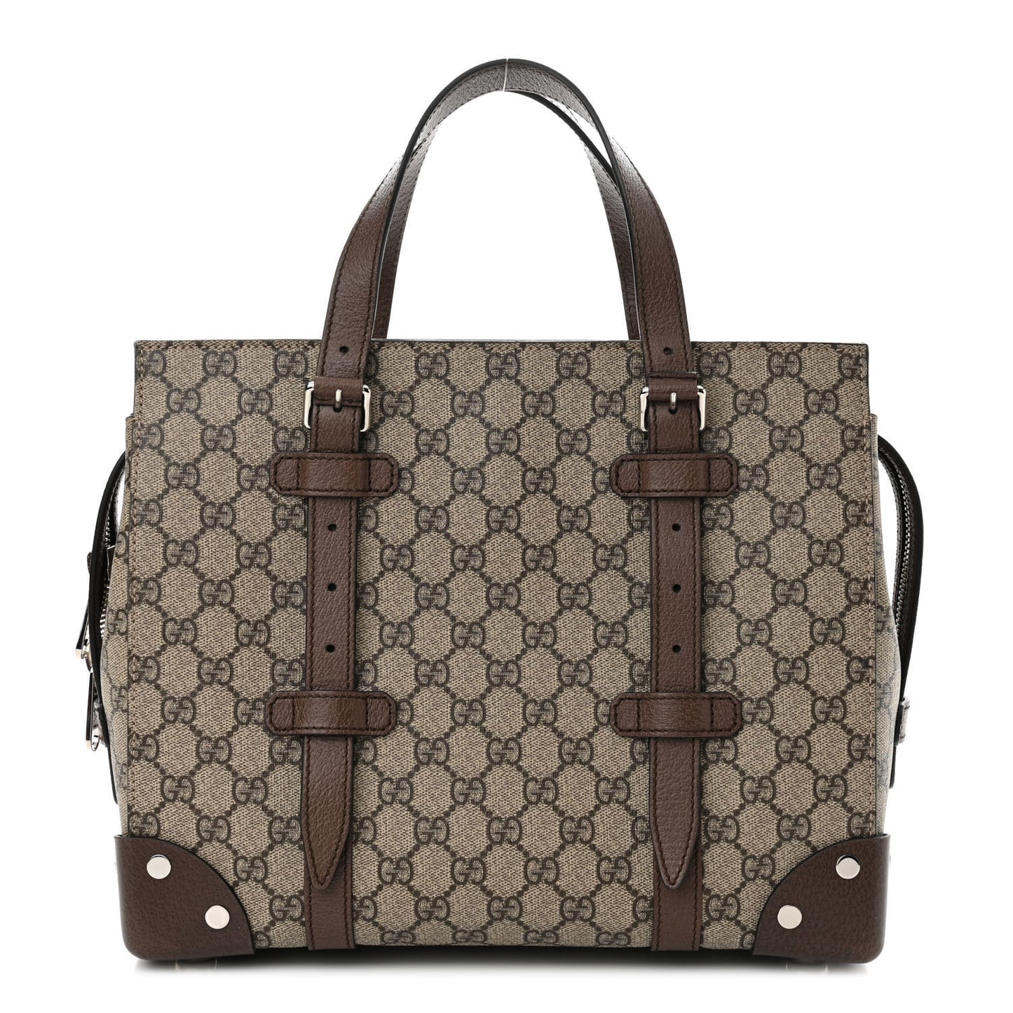 GG Supreme Monogram Textured Dollar Calfskin Small Detail Tote Beige Ebony New Acero