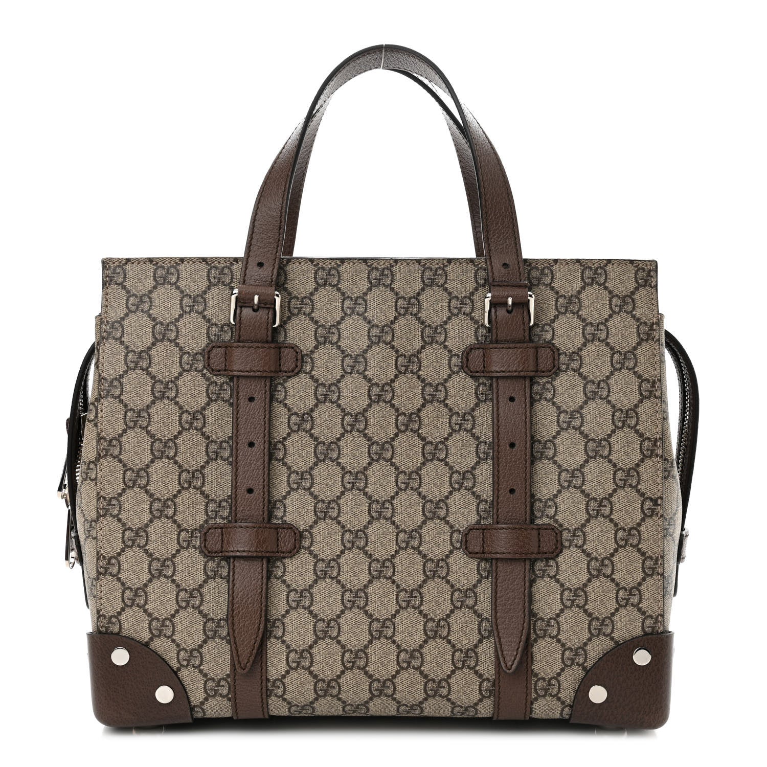 Gucci GG Supreme Monogram Textured Dollar Calfskin Small Detail Tote Beige Ebony New Acero 1 of 12