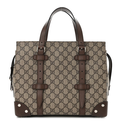 Gucci GG Supreme Monogram Textured Dollar Calfskin Small Detail Tote Beige Ebony New Acero 1 of 12